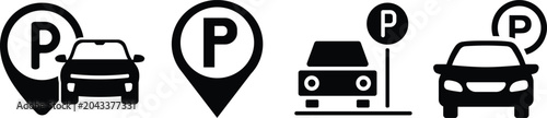 Foto Car parking icon set