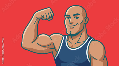 Fotografía Strong bald man flexing biceps