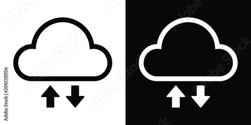Quadro su tela Cloud data transfer vector icon with up and down arrows