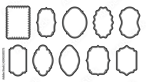 Obraz na plátně Set of ornamental label outlines featuring classic vintage shapes and decorative