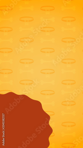 Pet Care Background Template with Dog Collar and Bone Pattern in Warm Orange Gradient Design for Veterinary and Pet Shop Branding