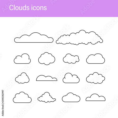 Cloud icon set, editable stroke