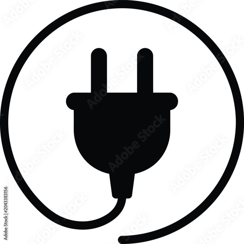 Foto plug vector minimal cable circle outlet connector sign