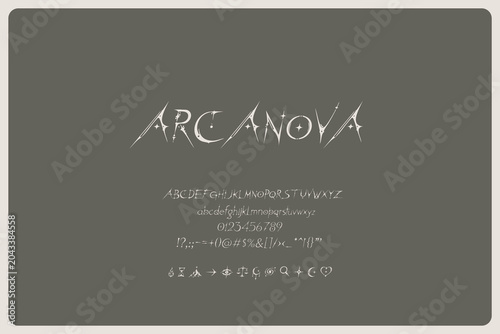 Arcanova Italic Font Mystical Celestial Display Typeface For Luxury Branding Editorial Titles Tarot Graphics Gothic Packaging And Ornamental Typography
