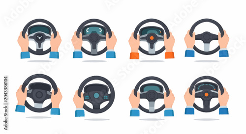 Photos Collection of Hands Holding Steering Wheels in Different Cars.