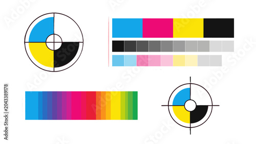 Photos CMYK print registration marks and color calibration bars