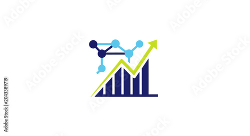 Business and data analysis with growth chart illustration, showing technology progress