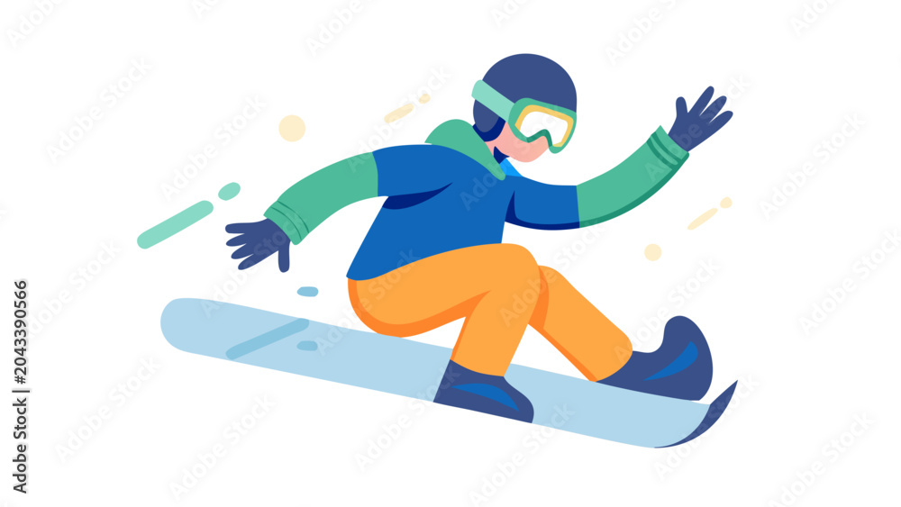 Fototapeta premium Snowboarder enjoying winter sports on the slope with excitement, colorful background 