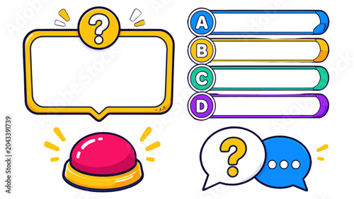 Tableau sur toile Colorful quiz game interface template with question and answers