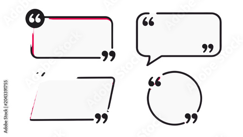 Schilderij op canvas Set of quote text frames and speech bubble outline elements