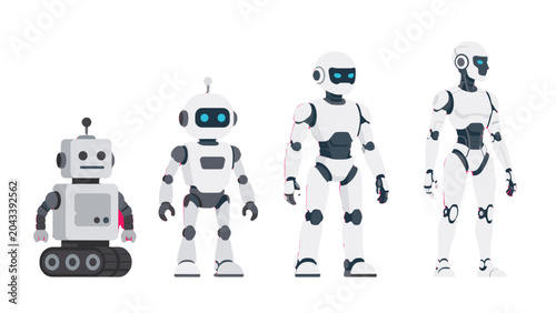 Obraz na płótnie Evolution of robot characters from simple machine to humanoid