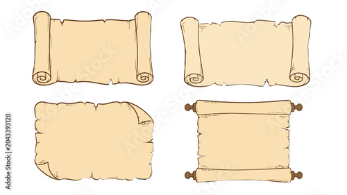 Cuadro en lienzo Hand drawn old parchment scroll set on white background
