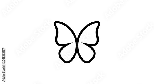 Minimalist Butterfly Silhouette in Black and White Design on a Clean White Background