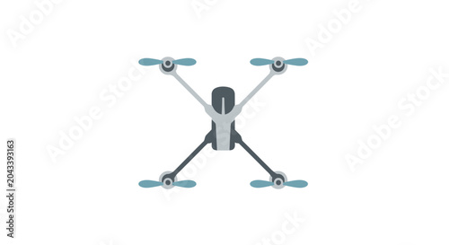 Minimalist Drone Illustration Against White Backdrop Showcasing Advanced Technology