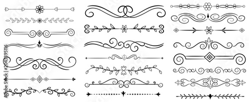 Vintage Ornate Line Divider Border Flourish Decorative Vector Set