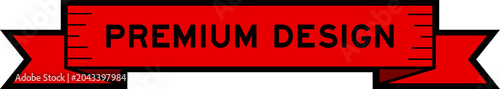 Foto Ribbon label banner with word premium design in red color on white background