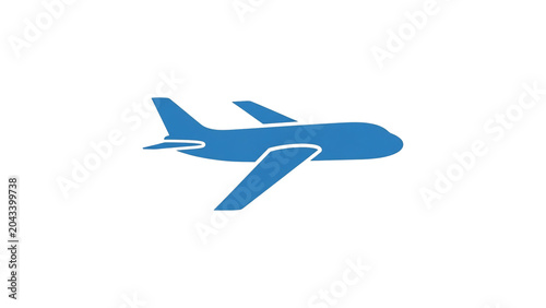 Blue Airplane Icon Isolated on Transparent Background