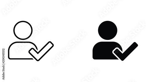 Verified User icon set in outline and solid glyph style vector