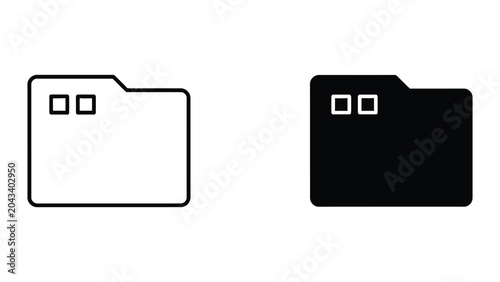 Folder icon set in outline and solid glyph style vector