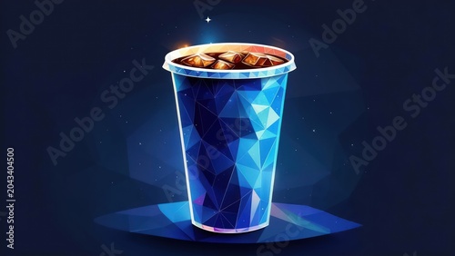 Polygonal drink cup with ice