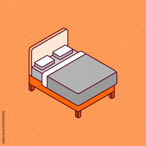 Isometric Bed Vector Icon Illustration.