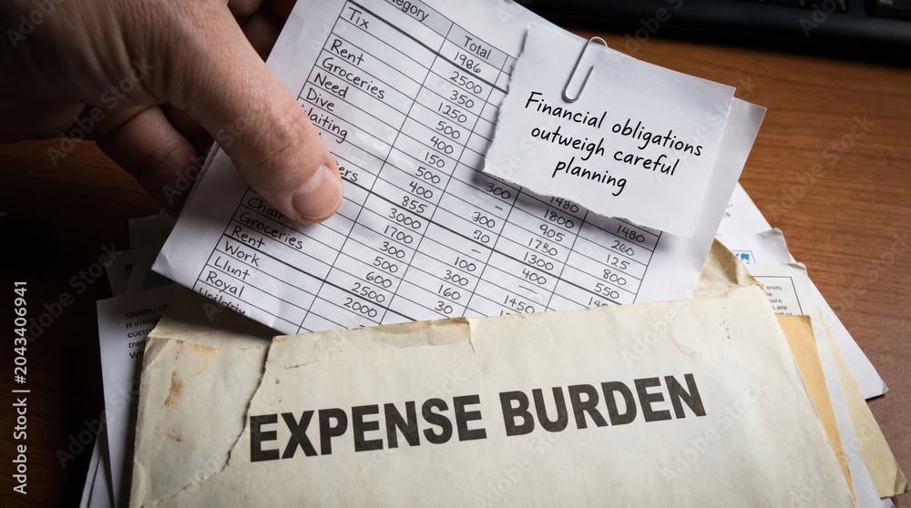 Obraz premium Financial Stress: Expense Burden Overwhelming Careful Planning