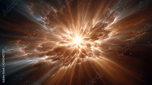 Vibrant Burst of Cosmic Nebula Energy with Radiating Light Streaks