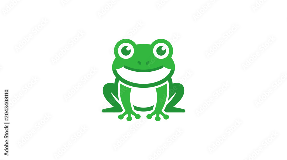 Fototapeta premium A simple green frog illustration isolated on a clean white background