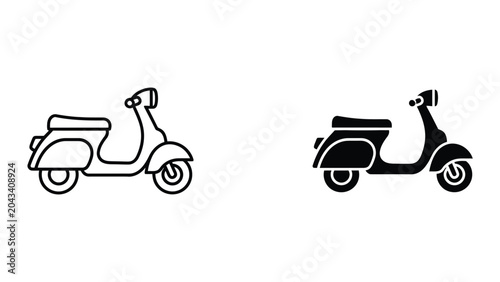 Quadro su tela Scooter icon set in outline and solid glyph style vector