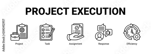 Foto Project Execution web banner icon concept, with Project, Task, Assignment