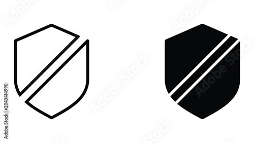 Shield icon set in outline and solid glyph style vector