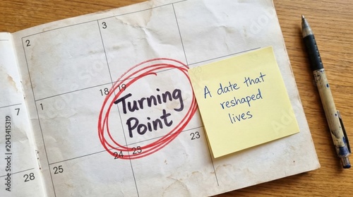 Turning Point Highlighted on Calendar with Reminder Note