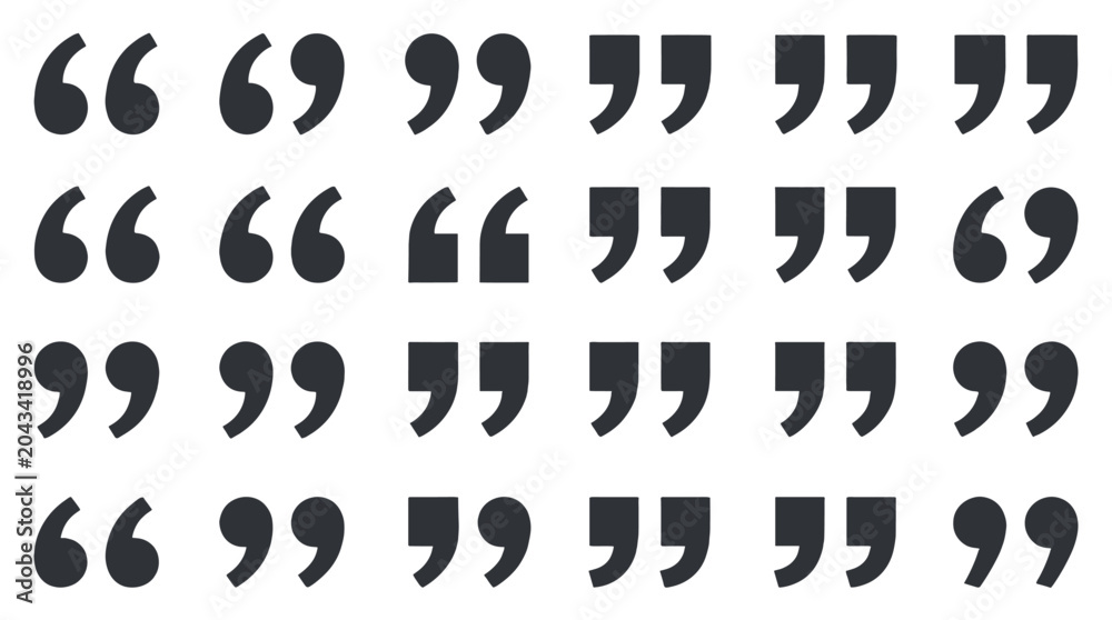 Obraz premium Quotation mark icon set with assorted speech mark symbols
