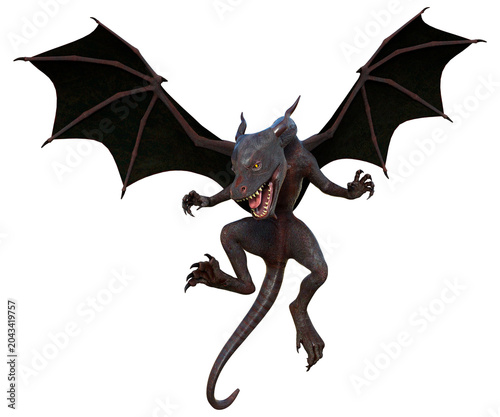 3D Rendering Fairy Tale Dragon on White