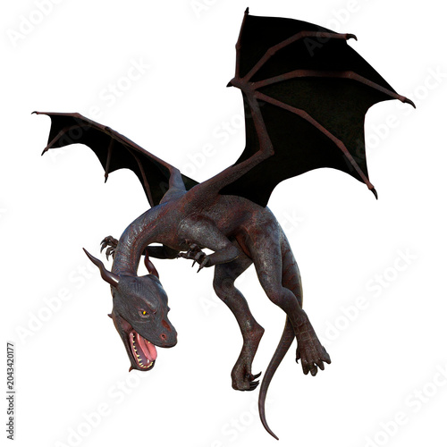 3D Rendering Fairy Tale Dragon on White