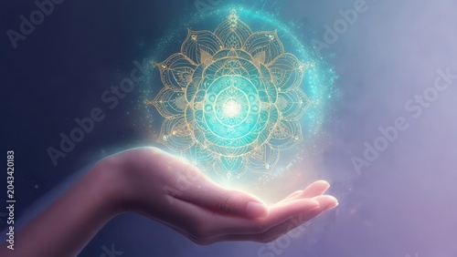 Radiant mandala in a hand