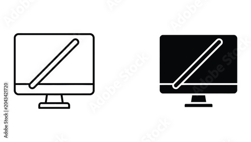 Foto Screen off icon set in outline and solid glyph style vector