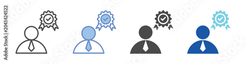 Fotografía Qualification Icon Set With Multiple Styles Vector Illustration