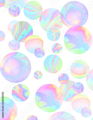 pastel marble design on varied size flat circles with floating effect