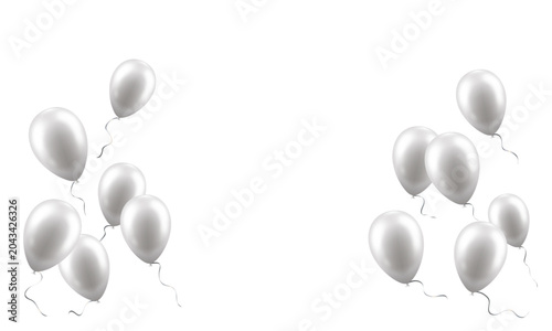 Flying balloons isolated on transparent background. Festive decor elements for header, invitation, flyer, poster, banner, congratulation.