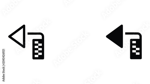 Bild auf Leinwand Checkered back arrow icon set in outline and solid glyph style vector