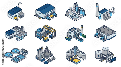 Bild auf Leinwand Industrial factory buildings and facilities.