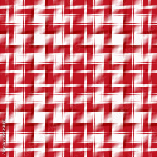 Classic plaid pattern in red, ruby red and white tones