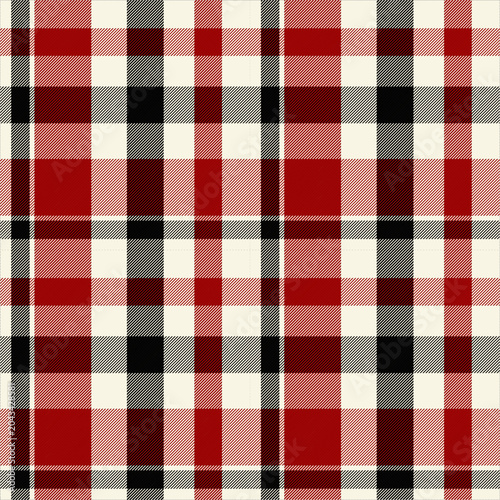 Plaid pattern in red and black combined with a light cream background