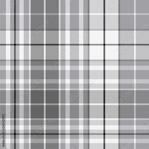 Plaid pattern in silver gray, dark gray, and ice white tones