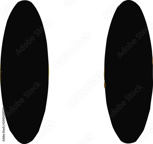 Quadro su tela Ellipses shaped in solid black sit vertically side by side on a clean white surface