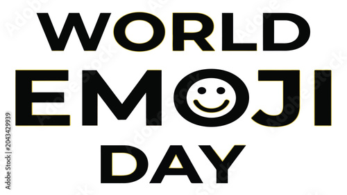 Quadro su tela Text stating World Emoji Day appears in bold black letters on a plain white background