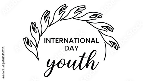 Obraz na płótnie International Day of Youth design incorporates a circular arrangement of elegant hand outlines