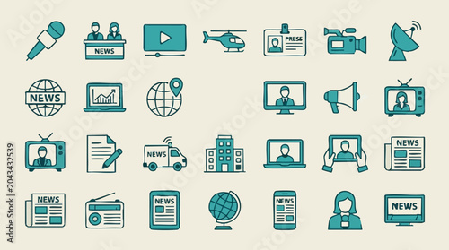 Fotografie News and Media Communication Vector Icons Collection