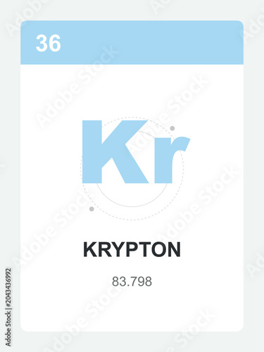 Modern Krypton atomic element card for science class